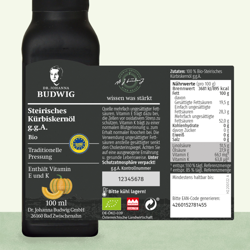 Dr. Budwig Steirisches Kürbiskernöl (100 ml)